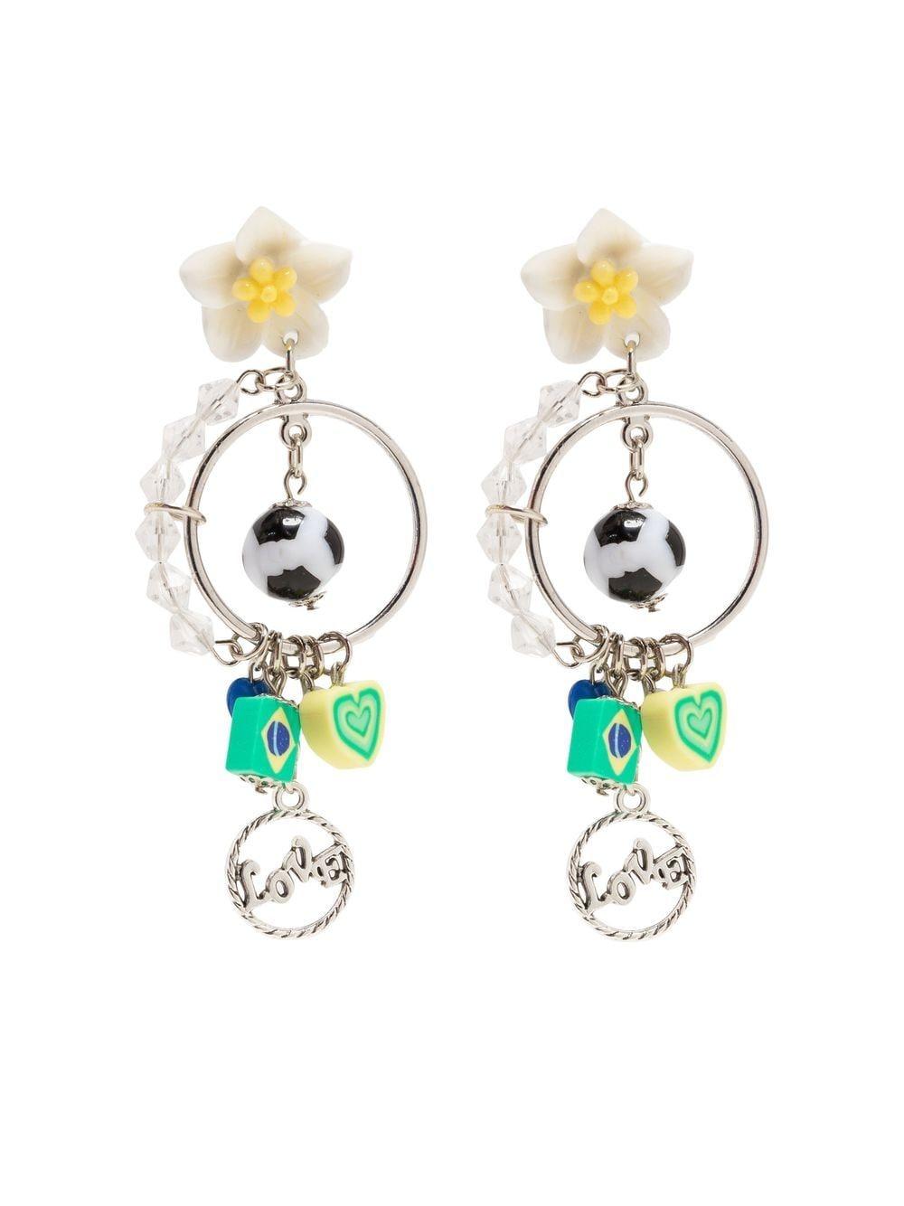 Amir Slama football-embellished drop earrings in green