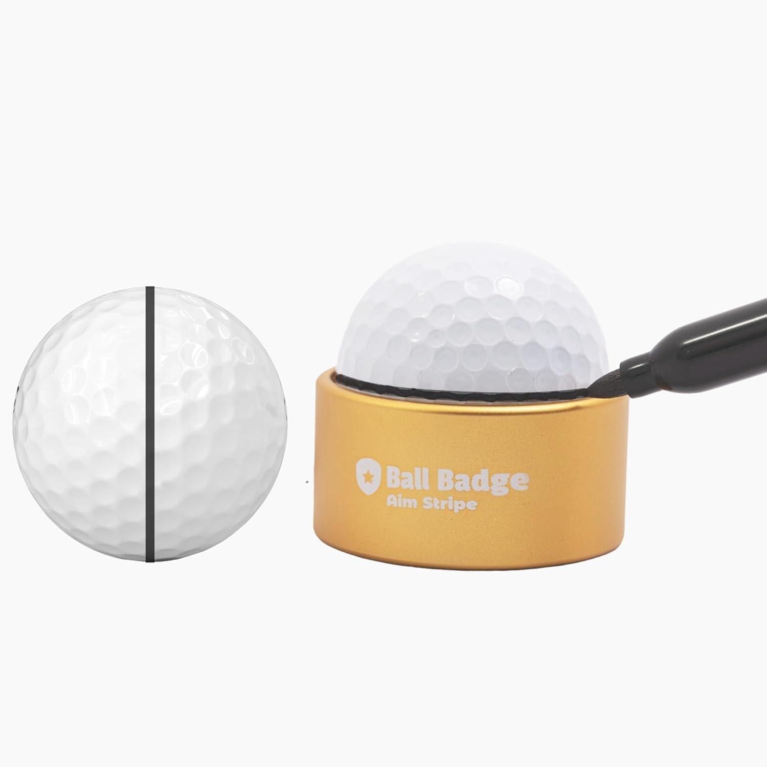 HODL 21 Ball Badge Aim Stripe - 360 Degree Golf Ball Line Marker Kit w/ Golf Bag Attachment