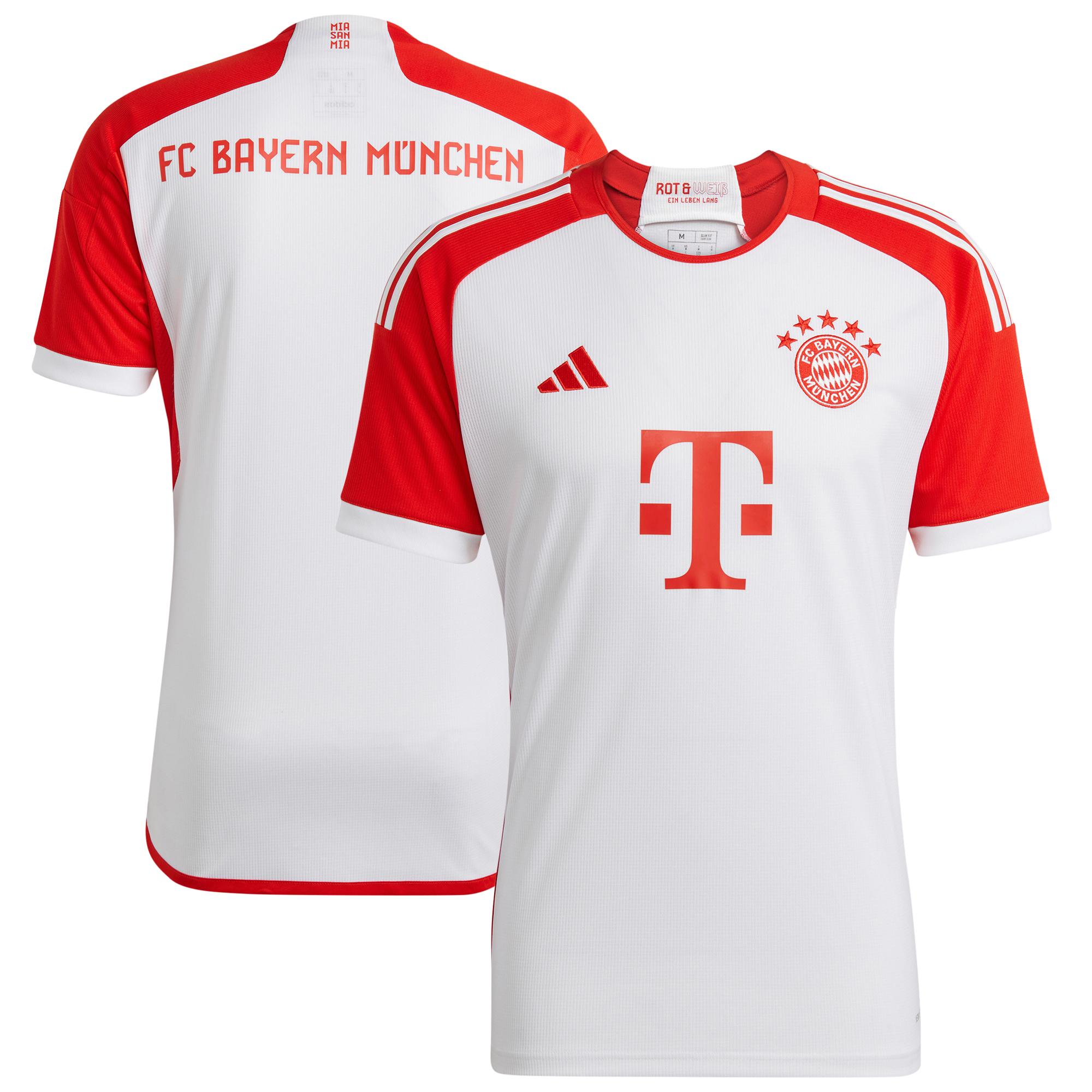 Men's adidas Bayern Munich 2023/24 Home Replica Jersey in white.
