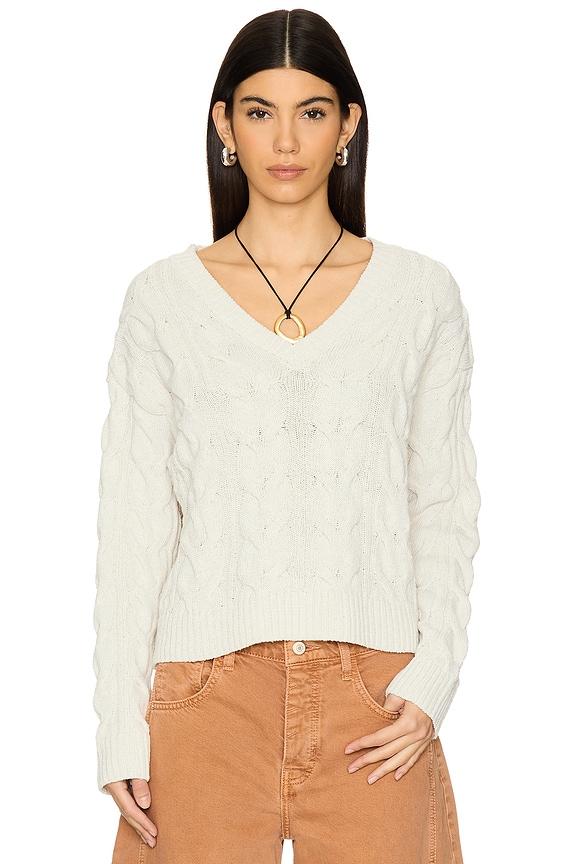 Washed Cable V Neck Sweater