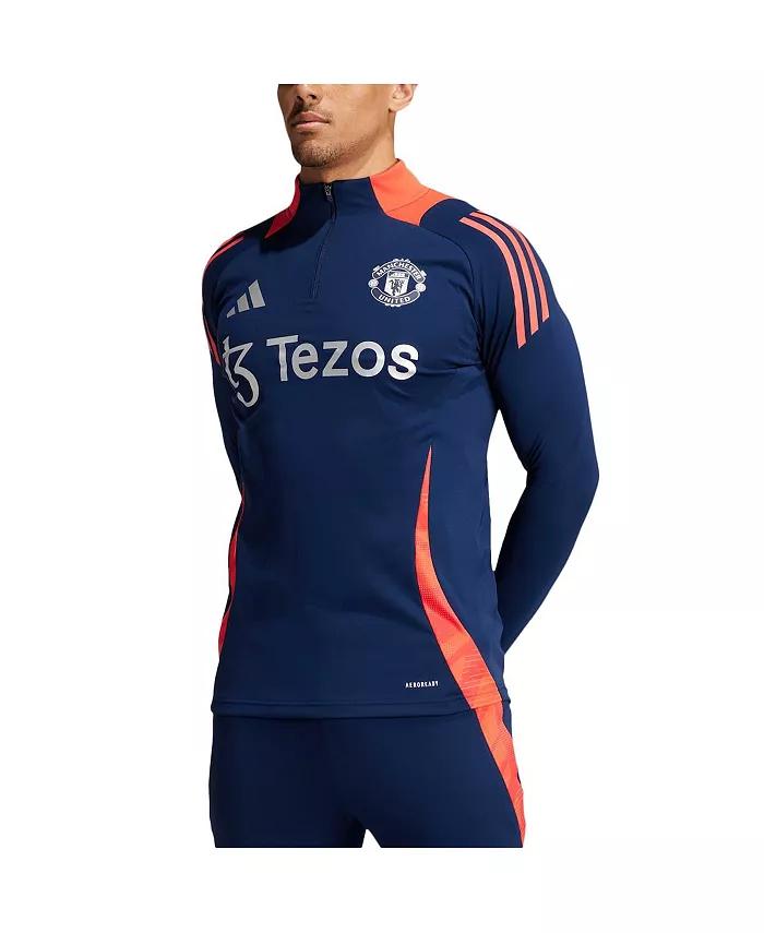 Men's Navy Manchester United 2024/25 AEROREADY Raglan Quarter-Zip Training Top