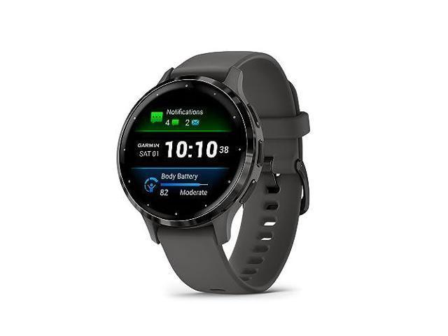 Garmin Venu 3S, Slate Stainless Steel Bezel with Pebble Gray Case and Silicone Band Smart Watch 010-02785-00