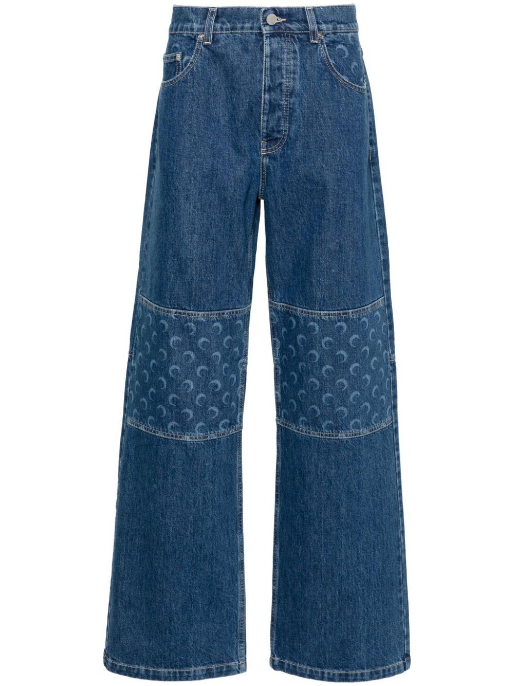 Marine Serre Regenerated wide-leg jeans - Blue
