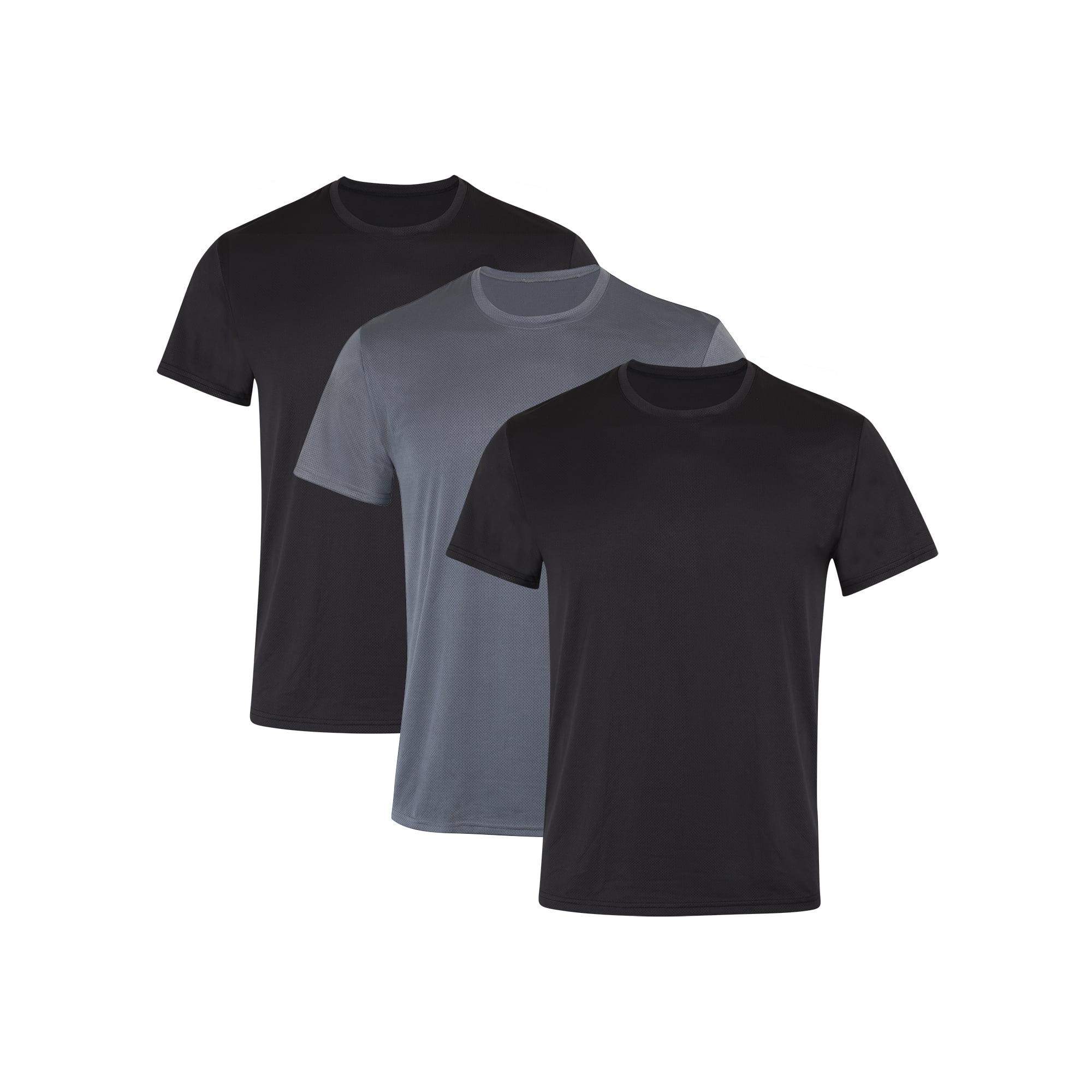 Hanes Moves Men's Breathable Mesh Crewneck T-Shirt, Black/Grey, 3-Pack Inseam