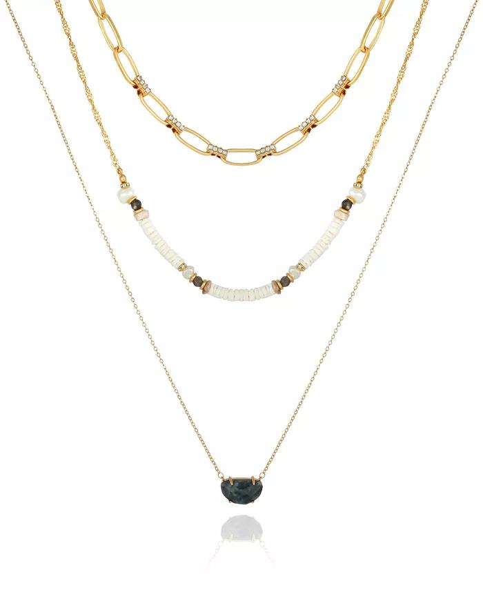 Women's White Shell and Link Layered Necklace