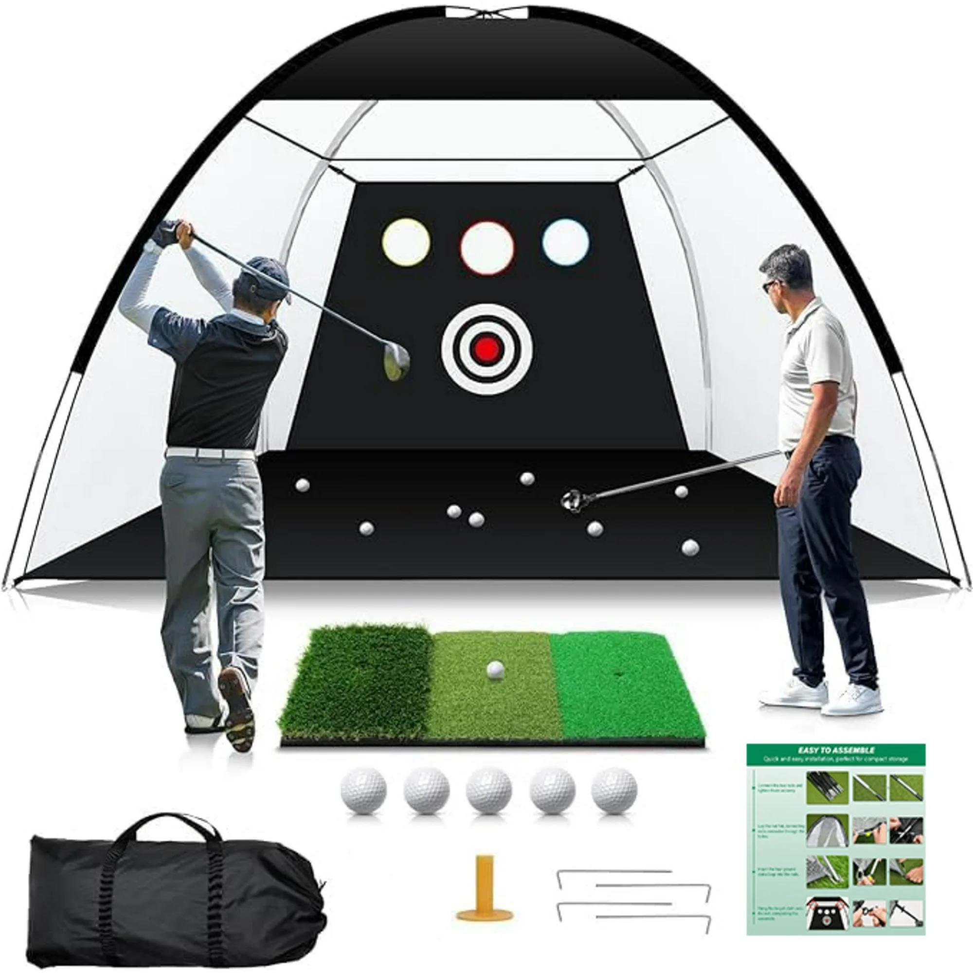 DCutie Durable Golf Hitting Net with Tri-Turf Mat and Accessories 10ft x 7ft