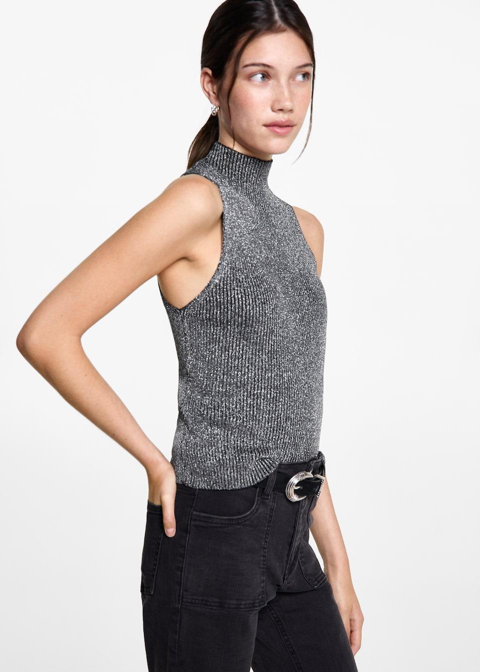 Turtleneck lurex top