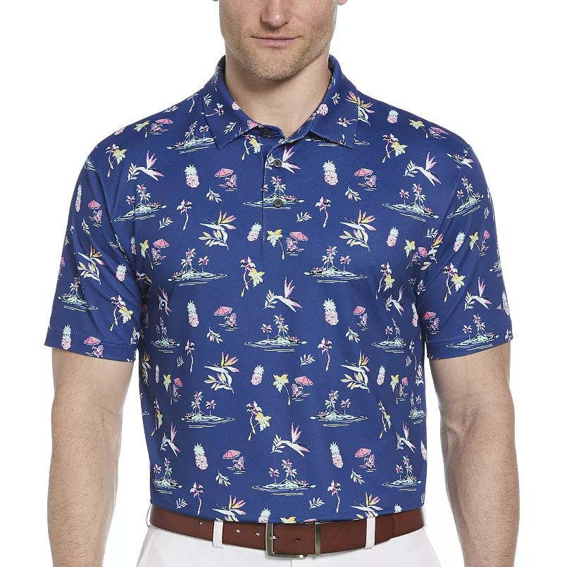 Men's Grand Slam Short Sleeve Watercolor Palms Polo