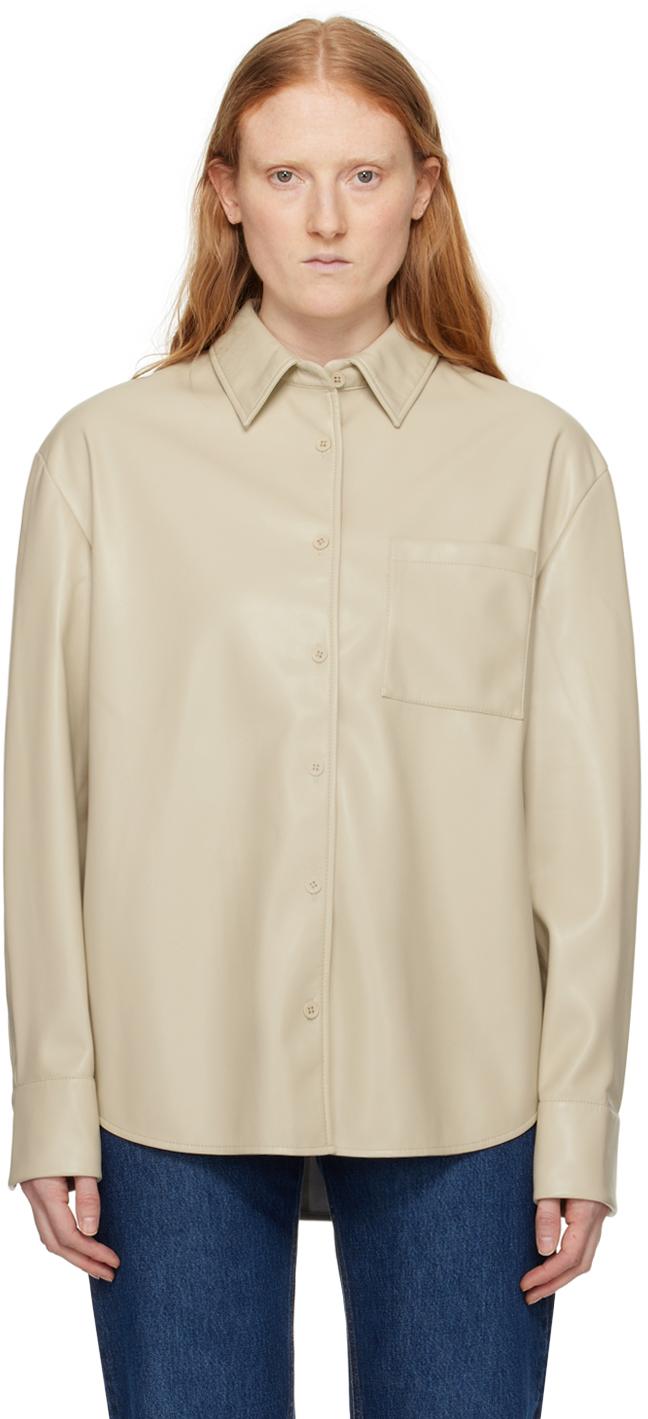 The Frankie Shop Beige Chrissie Faux-Leather Shirt